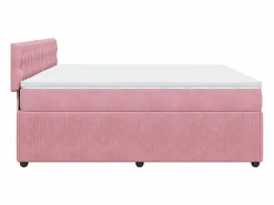 Clicnbuy Cama box spring con colchón terciopelo 180x200 cm Rosa