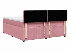 Clicnbuy Cama box spring con colchón terciopelo 180x200 cm Rosa