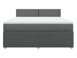 Clicnbuy Cama box spring con colchón tela oscuro 180x200 cm
