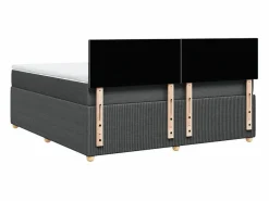 Clicnbuy Cama box spring con colchón tela oscuro 180x200 cm