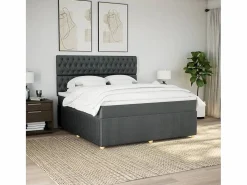 Online Clicnbuy Cama box spring con colchón tela oscuro 180x200 cm Gris