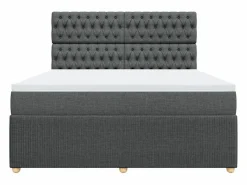 Online Clicnbuy Cama box spring con colchón tela oscuro 180x200 cm Gris