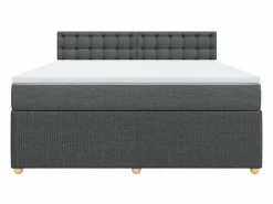Clicnbuy Cama box spring con colchón tela oscuro 180x200 cm