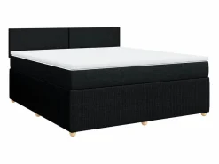 Clicnbuy Cama box spring con colchón tela 180x200 cm Negro