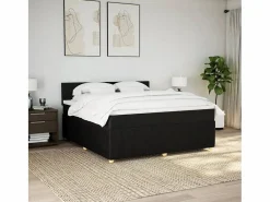 Clicnbuy Cama box spring con colchón tela 180x200 cm Negro