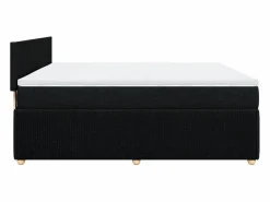 Clicnbuy Cama box spring con colchón tela 180x200 cm Negro