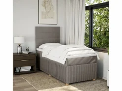 New Clicnbuy Cama box spring con colchón tela gris taupe 90x190 cm Topo