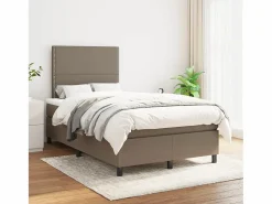 Hot Clicnbuy Cama box spring con colchón tela gris taupe 120x190 cm
