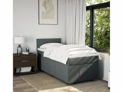 Clicnbuy Cama box spring con colchón tela oscuro 90x190 cm