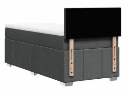Clicnbuy Cama box spring con colchón tela oscuro 90x190 cm