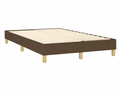 Clicnbuy Cama box spring con colchón y LED tela marrón oscuro 120x200 cm