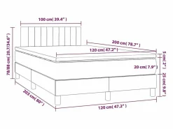 Clicnbuy Cama box spring con colchón y LED tela marrón oscuro 120x200 cm