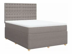 Clicnbuy Cama box spring con colchón tela gris taupe 140x200 cm