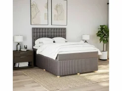 Clicnbuy Cama box spring con colchón tela gris taupe 140x200 cm