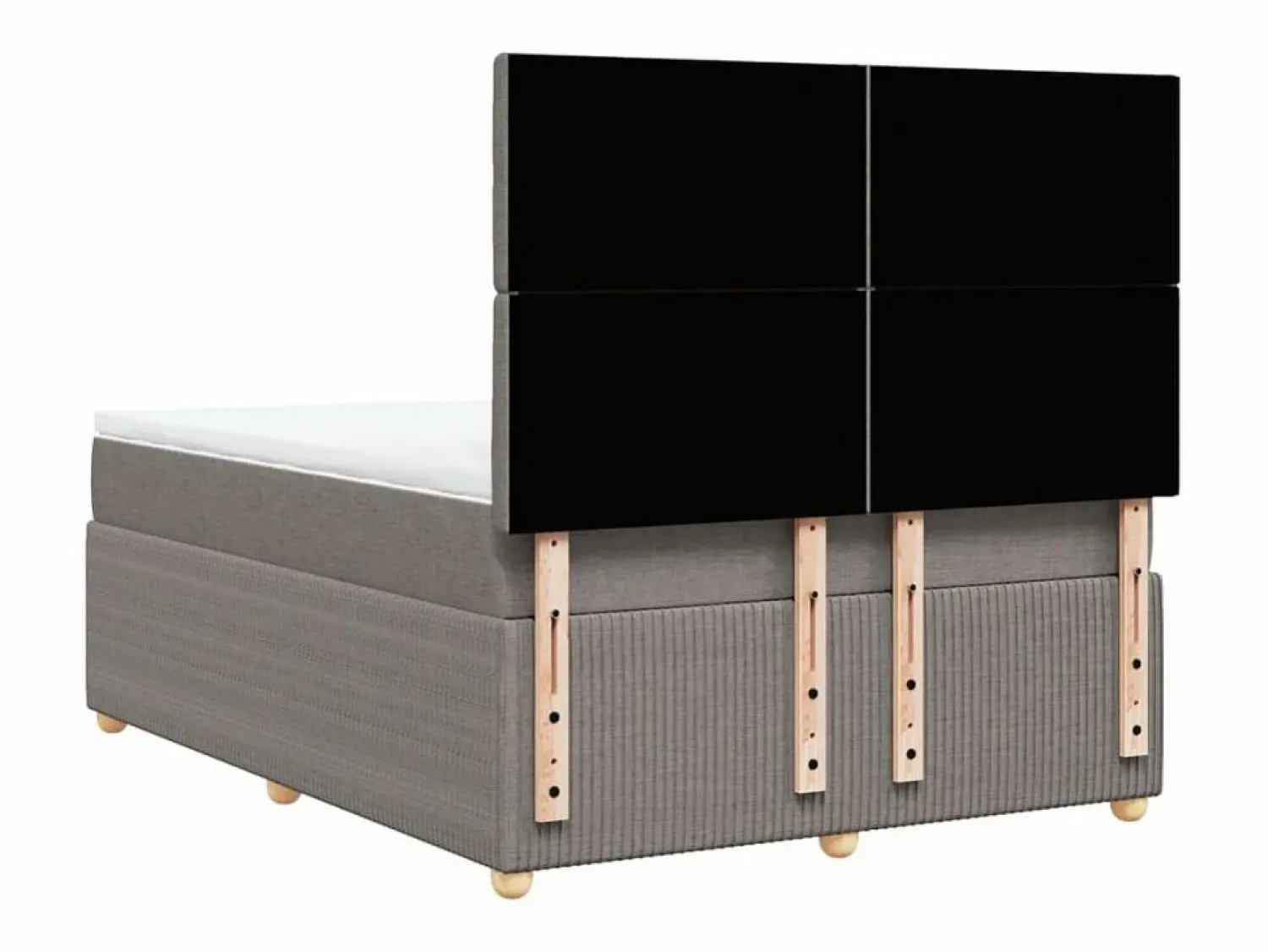 Clicnbuy Cama box spring con colchón tela gris taupe 140x200 cm
