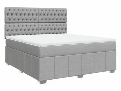 Hot Cama box spring con colchón tela claro 180x200 cm Base De Cama De Láminas|Somier - 180X200Cm