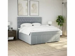 Hot Cama box spring con colchón tela claro 180x200 cm Base De Cama De Láminas|Somier - 180X200Cm