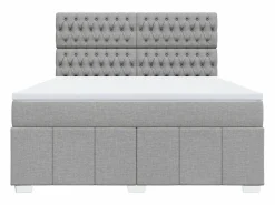 Hot Cama box spring con colchón tela claro 180x200 cm Base De Cama De Láminas|Somier - 180X200Cm
