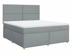 Clicnbuy Cama box spring con colchón tela claro 180x200 cm