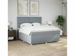 Clicnbuy Cama box spring con colchón tela claro 180x200 cm