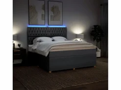 Clicnbuy Cama box spring con colchón tela oscuro 180x200 cm