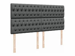 Clicnbuy Cama box spring con colchón tela oscuro 180x200 cm