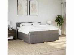 Outlet Clicnbuy Cama box spring con colchón tela gris taupe 180x200 cm Topo