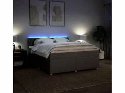 Outlet Clicnbuy Cama box spring con colchón tela gris taupe 180x200 cm Topo