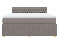 Outlet Clicnbuy Cama box spring con colchón tela gris taupe 180x200 cm Topo