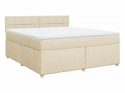 Outlet Clicnbuy Cama box spring con colchón tela color 180x200 cm Crema