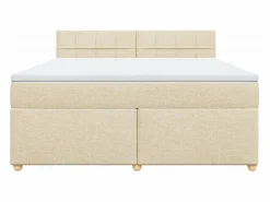 Outlet Clicnbuy Cama box spring con colchón tela color 180x200 cm Crema