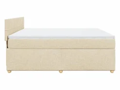 Outlet Clicnbuy Cama box spring con colchón tela color 180x200 cm Crema