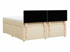 Outlet Clicnbuy Cama box spring con colchón tela color 180x200 cm Crema