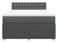 Clicnbuy Cama box spring con colchón tela oscuro 140x190 cm