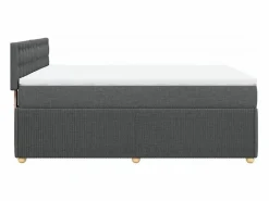 Clicnbuy Cama box spring con colchón tela oscuro 140x190 cm
