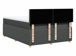 Clicnbuy Cama box spring con colchón tela oscuro 140x190 cm