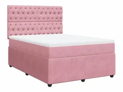 Discount Clicnbuy Cama box spring con colchón terciopelo 160x200 cm Rosa