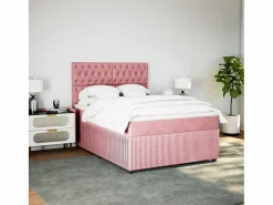 Discount Clicnbuy Cama box spring con colchón terciopelo 160x200 cm Rosa