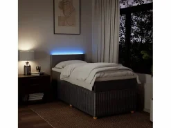 Outlet Cama box spring con colchón tela gris taupe 90x190 cm Somier - 90X190Cm