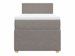 Outlet Cama box spring con colchón tela gris taupe 90x190 cm Somier - 90X190Cm