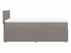 Outlet Cama box spring con colchón tela gris taupe 90x190 cm Somier - 90X190Cm