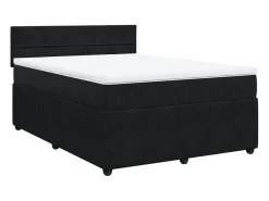 Best Clicnbuy Cama box spring con colchón terciopelo 140x190 cm Negro