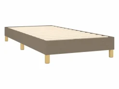 Online Cama box spring con colchón LED tela gris taupe 90x190 cm Somier - 90X190Cm
