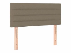 Online Cama box spring con colchón LED tela gris taupe 90x190 cm Somier - 90X190Cm