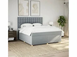 New Clicnbuy Cama box spring con colchón tela claro 180x200 cm Gris