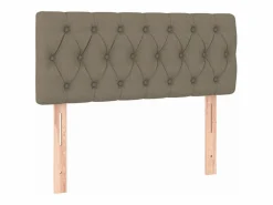 Clicnbuy Cama box spring con colchón LED tela gris taupe 90x190 cm