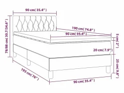 Clicnbuy Cama box spring con colchón LED tela gris taupe 90x190 cm