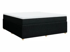 Outlet Clicnbuy Cama box spring con colchón tela 180x200 cm Negro