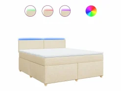Clearance Clicnbuy Cama box spring con colchón tela color 180x200 cm Crema