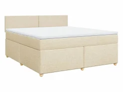 Clearance Clicnbuy Cama box spring con colchón tela color 180x200 cm Crema